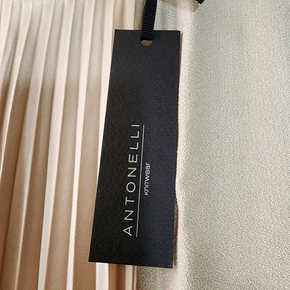 *HP* ANTONELLI silk crepe beige midi dress zipper closure - Picture 10 of 14